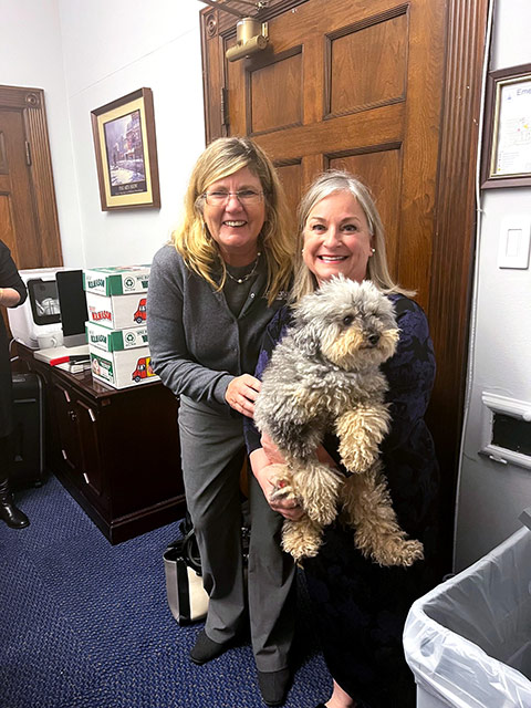 trish with rep susan wild and dog zoey