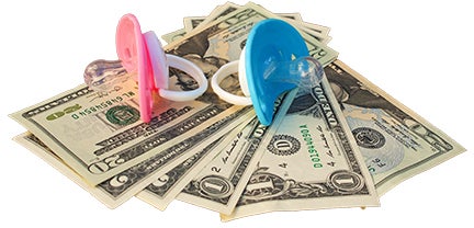pacifiers on money