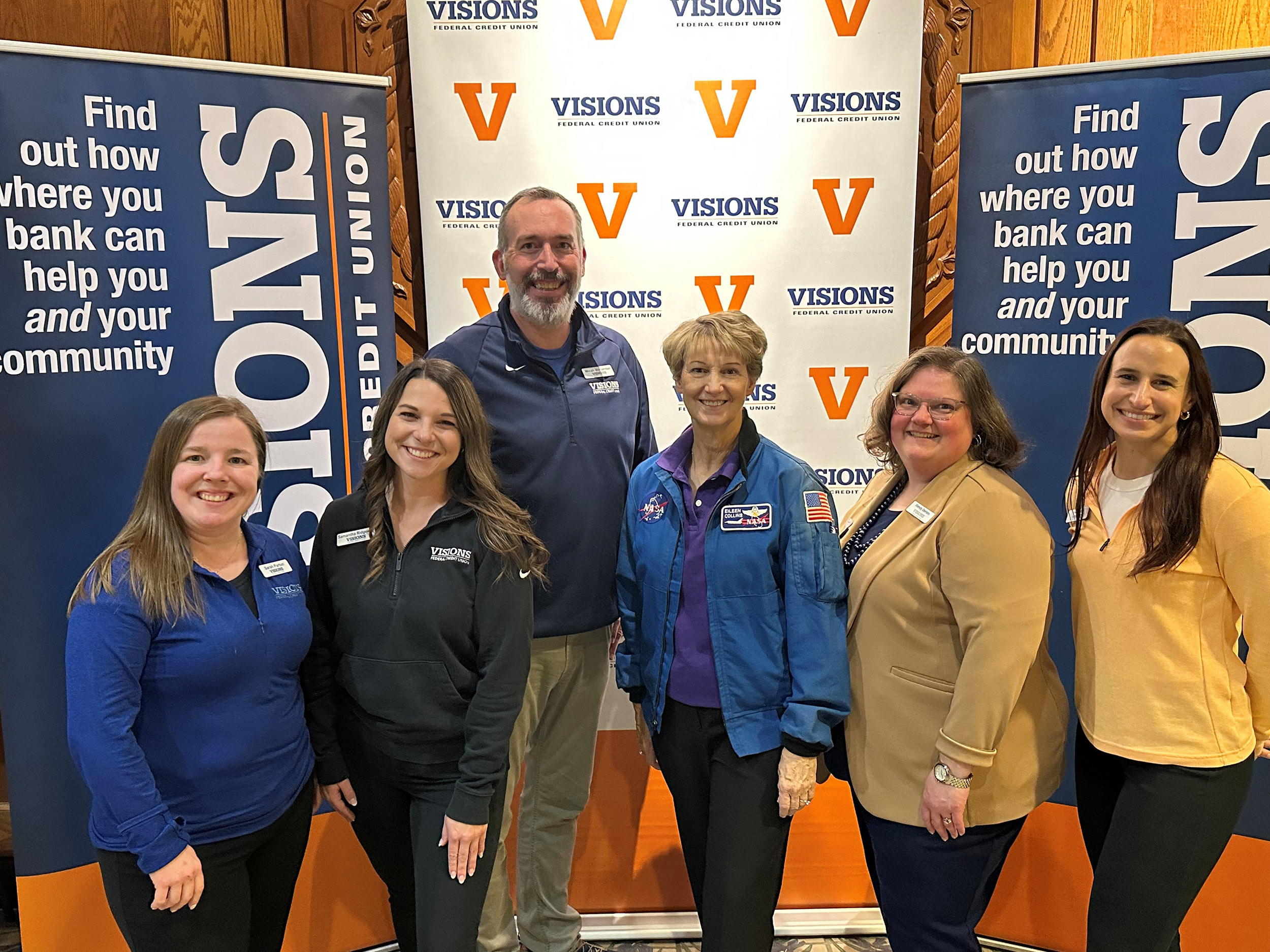 Visions team with astronaut Eileen Collins