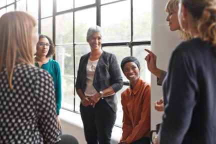 group of business women talking