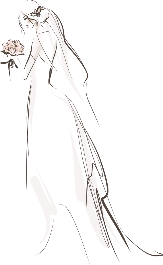 line art of a bride