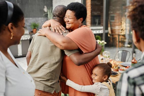 african american family hugging