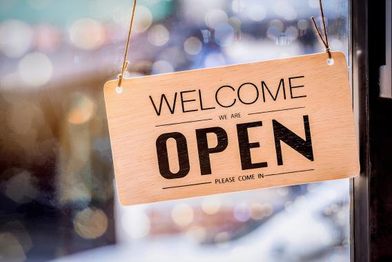 welcome sign for a business