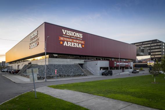Outdoor photo of the Visions Veterans Memorial Arena