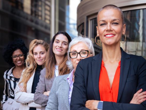 diverse business women outside