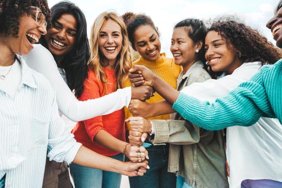 diverse group of women having fun