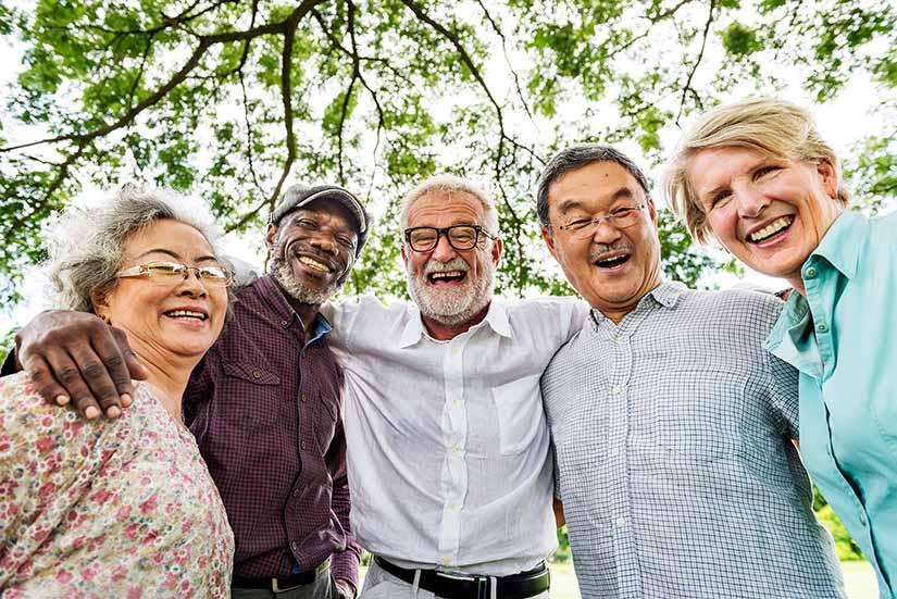 elderly diverse friends