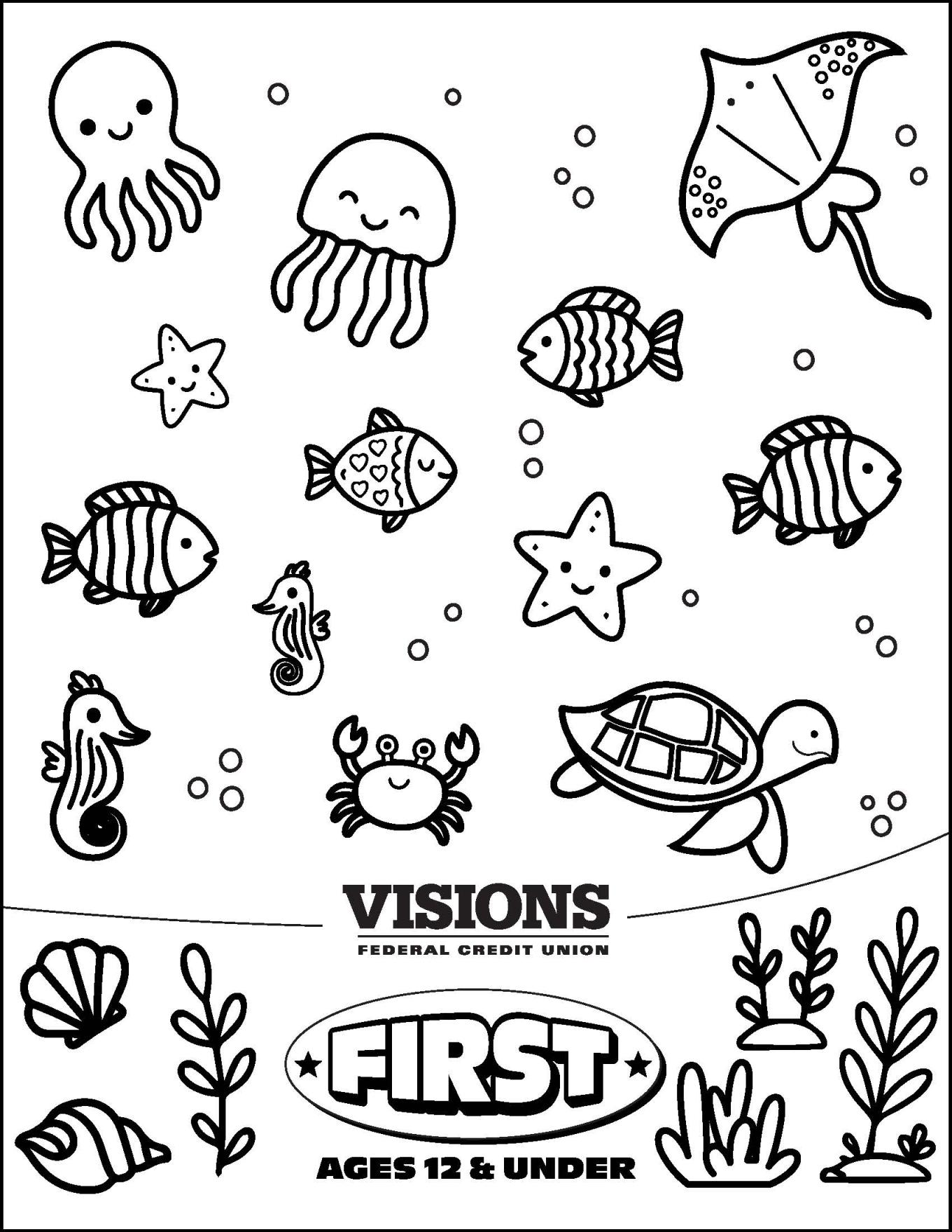 Sea Creatures Coloring Page