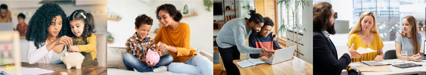 Collage of parents accompanying kids with their financial journey