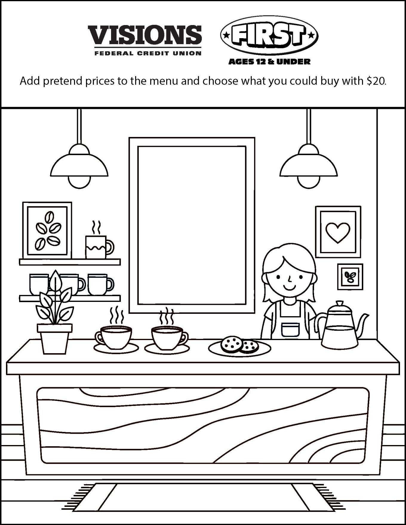 coffee shop coloring page